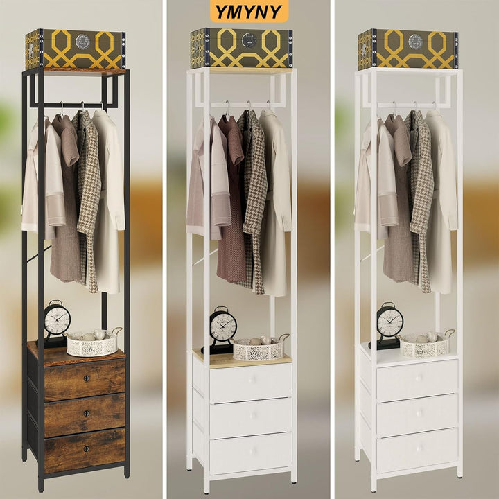 YMYNY Kleiderständer mit Vlies-Schublade, freistehender hoher Schrank-Organizer, hoher Kleiderstände