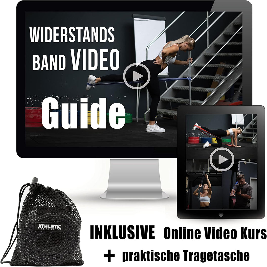 ATHLETIC AESTHETICS Premium Resistance Bands/Widerstandsbänder mit Stoff [ Als Fitnessband und Fitne