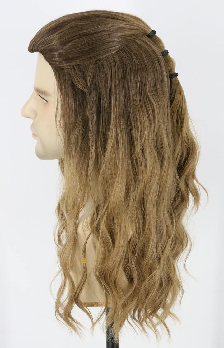 Topcosplay Perücke für Herren Lang lockige Aschblond Perücke für Cosplay Halloween Kostüm