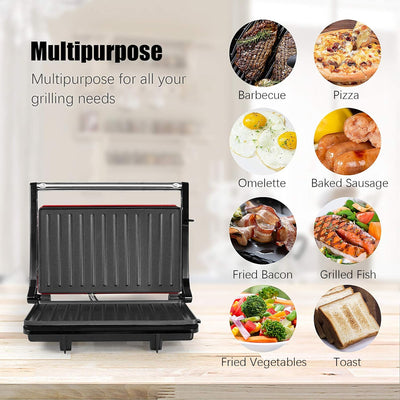 Gotoll Kontaktgrill, Sandwichtoaster,Panini Grill, Panini Sandwich Maker, Elektrogrill Multifunktion