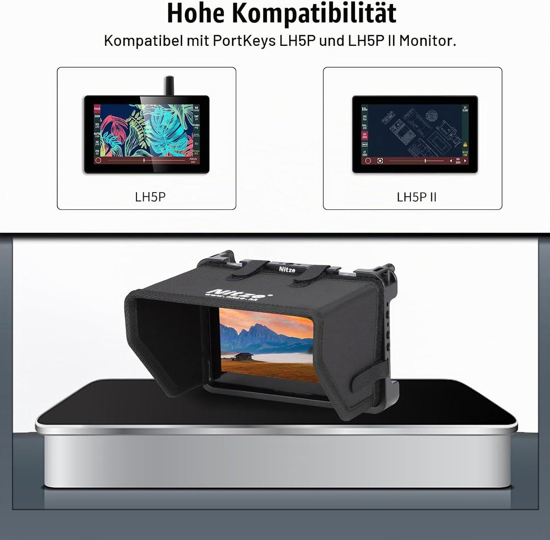 Nitze Cage Käfigs für PortKeys LH5P / LH5P II 5,5" Monitor mit Sonnenblende - JT-I01B