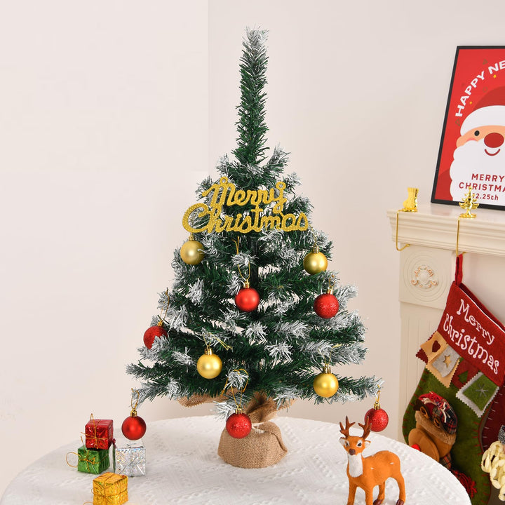 LEADZM Mini Weihnachtsbaum, künstlicher Weihnachtsbaum mini 60 cm - klein künstlich geschmückt für W