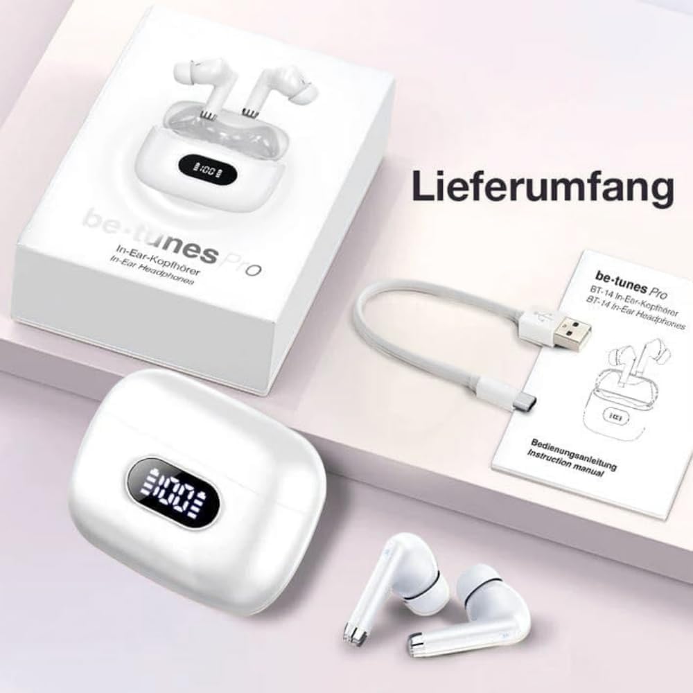 In Ear Bluetooth Kopfhörer PRO BT-14 – 5.3 Kabelloser Bluetooth In Ear Kopfhörer USB C mit HiFi Ster