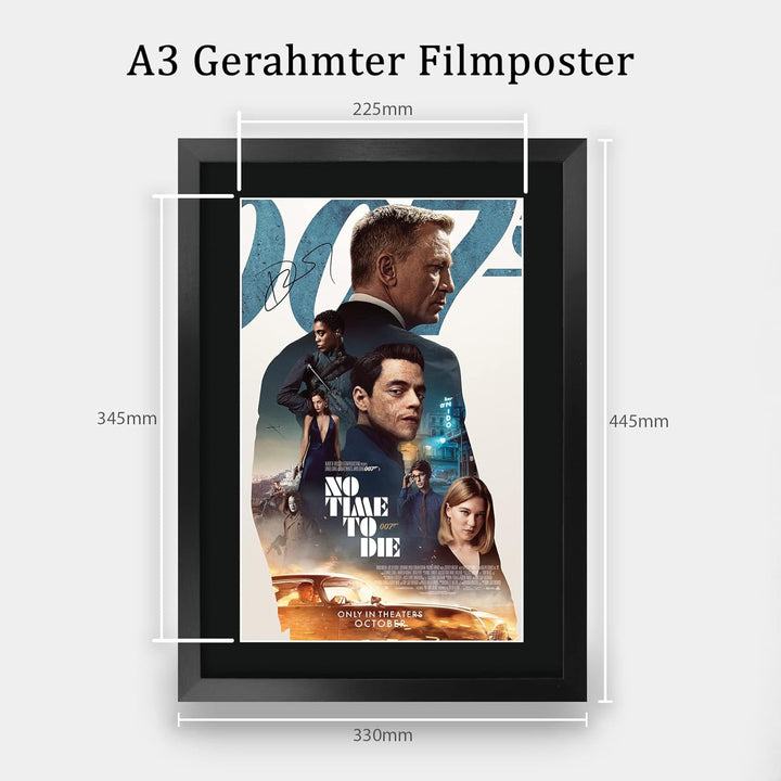 HWC Trading FR A3 James Bond No Time to Die Daniel Craig Geschenke Gedruckt Poster Unterzeichnet Aut