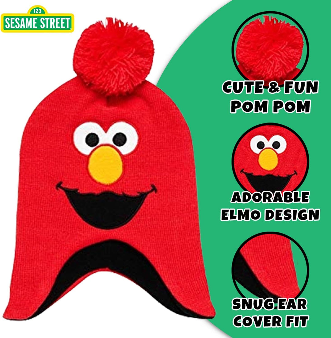 Sesame Street Jungs Elmo Hut und 2 Paar Handschuhe Cold Weather Set Alter 2-4 Orange, Schwarz
