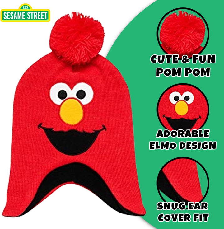 Sesame Street Jungs Elmo Hut und 2 Paar Handschuhe Cold Weather Set Alter 2-4 Orange, Schwarz