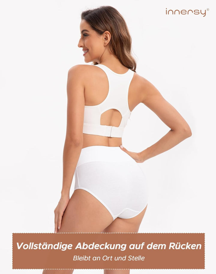 INNERSY Unterhosen Damen Baumwolle Stretch Slips Hohe Taille Weiche Unterwäsche Frauen 5er Pack XS M