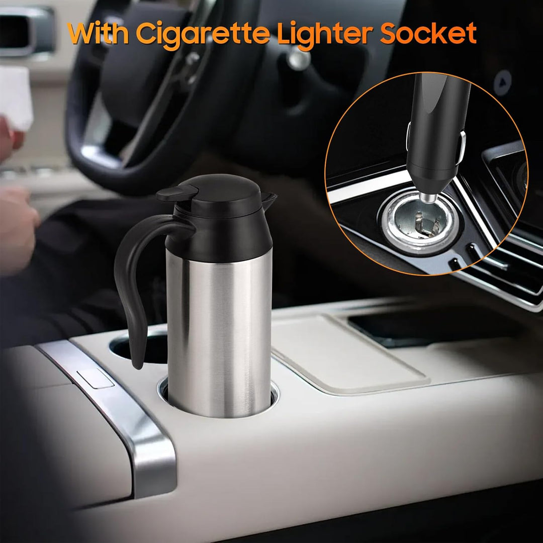 Auto Wasserkocher 12V 120W 750ml Edelstahl Reisewasserkocher Autowasserkocher mit Zigarettenanzünder