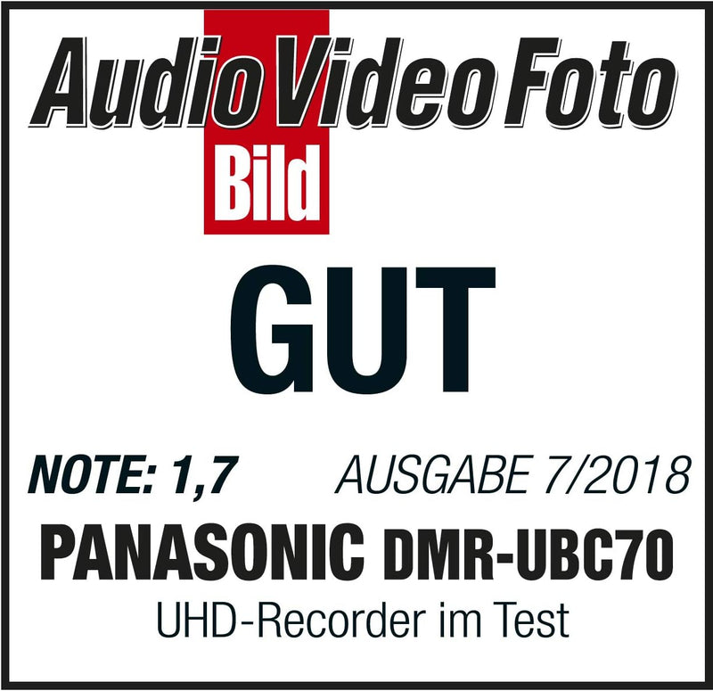 Panasonic DMR-UBC70EGK UHD Recorder (500GB HDD, 4K Blu-ray Disc, WLAN, 4K VoD, UHD TV Empfang, 2x DV