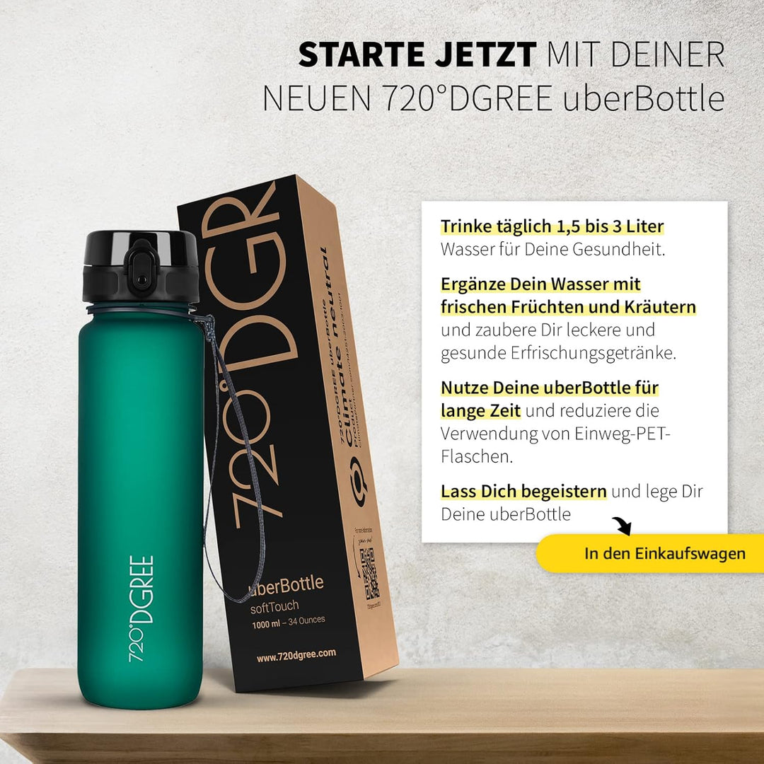 720°DGREE Trinkflasche “uberBottle“ +Sieb - 350ml, 500ml, 650ml, 1000ml, 1,5l, 2l - BPA-Frei - Wasse