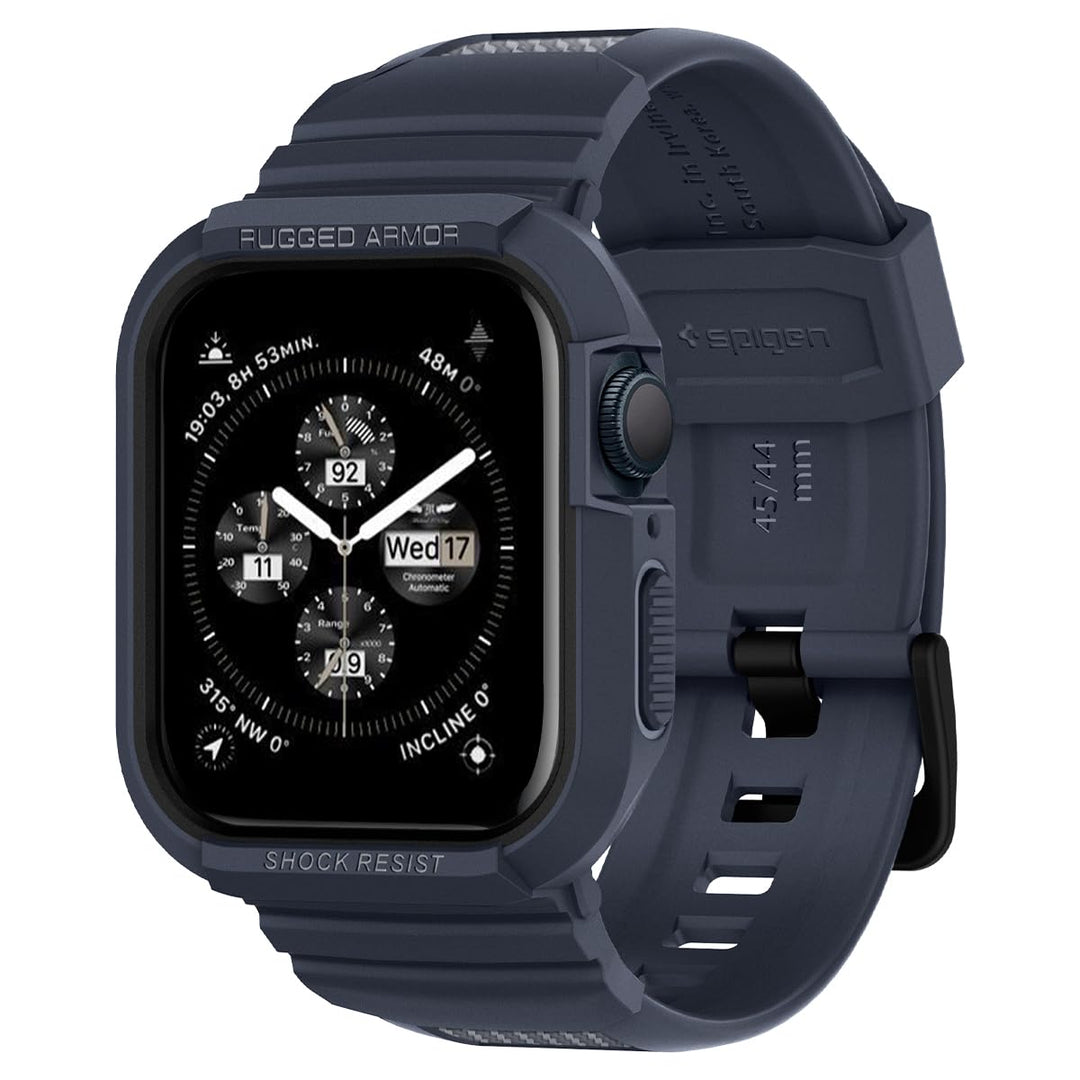 Spigen Rugged Armor Pro Hülle mit Band für Apple Watch 45/44mm | TPU-Unibody-Hülle mit Armband, Carb
