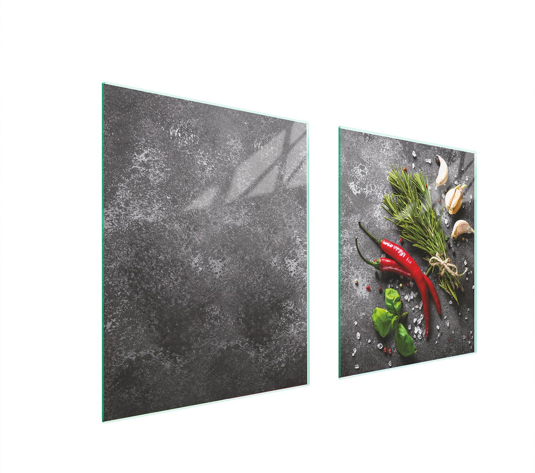 TMK ArtDeko Herdabdeckplatte 2 Teilig 40x52 + 45x52 cm - Spritzschutz Herdabdeckung – Herdschutz aus