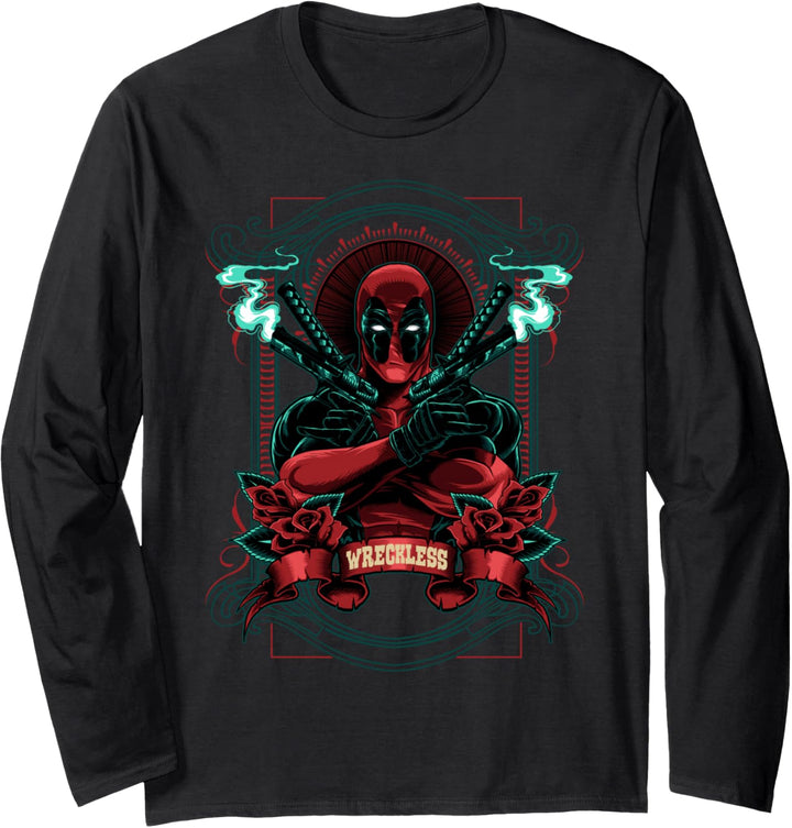 Marvel Deadpool Wreckless Portrait Langarmshirt