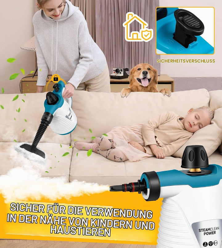 KingSom Dampfreiniger, Dampfreiniger Handgerät mit 9 Zubehörteilen, Steam Cleaner Handheld, Hand Dam