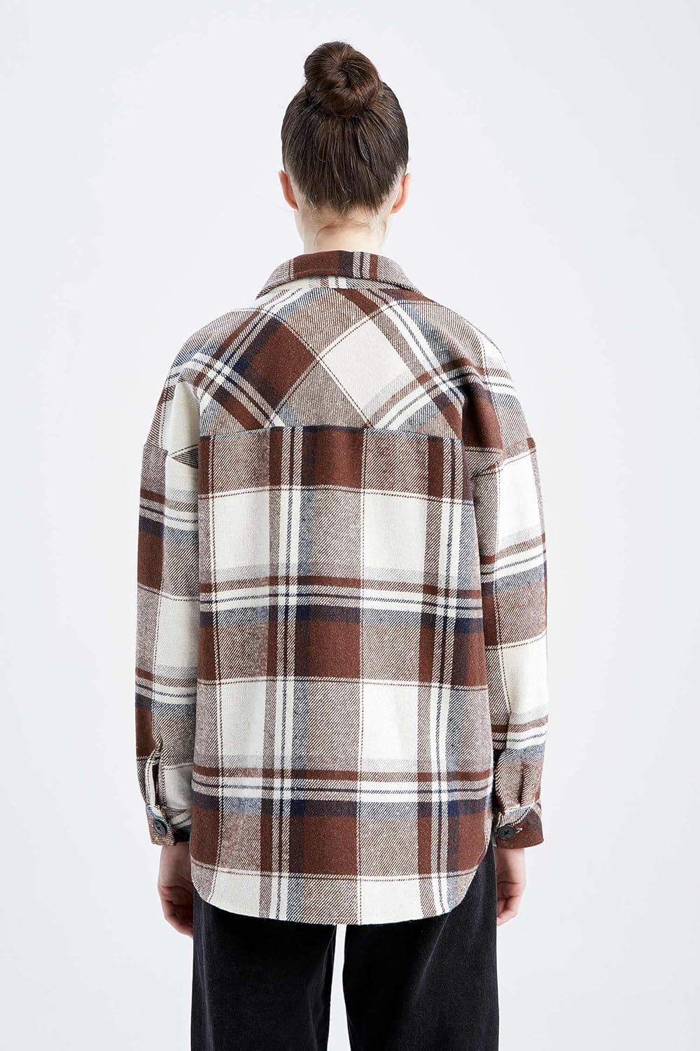 DeFacto Damen Oversize Shirt Tunika - Langarm Longshirt - Bequeme Tops für Damen -Lässiges Langarmsh