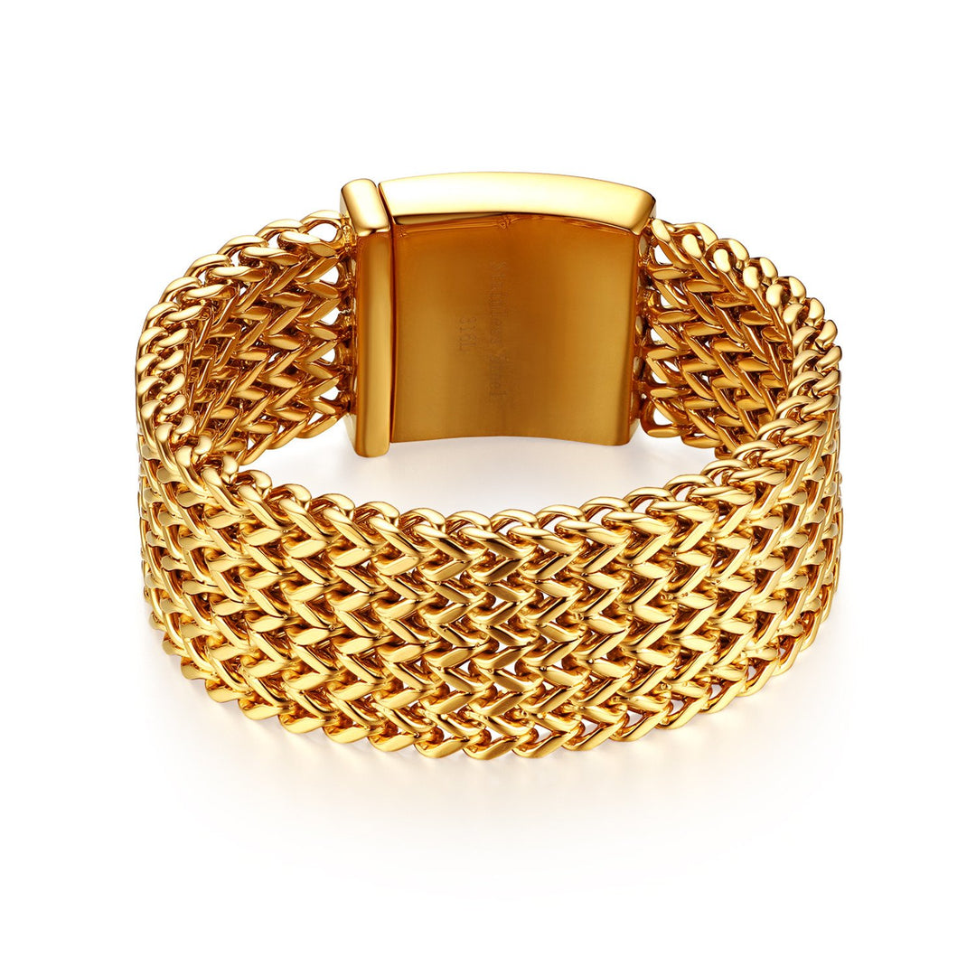 JewelryWe Schmuck Herren Armband, 30mm Breit Gross Schwer Hochglanz Poliert Panzerkette Gliederkette