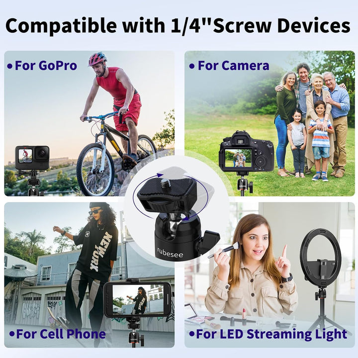 rubesee 62.5cm Mini Stativ Kamera, Tischstativ für Fotografie, Handy Stativ mit 5 Stufen Einstellung