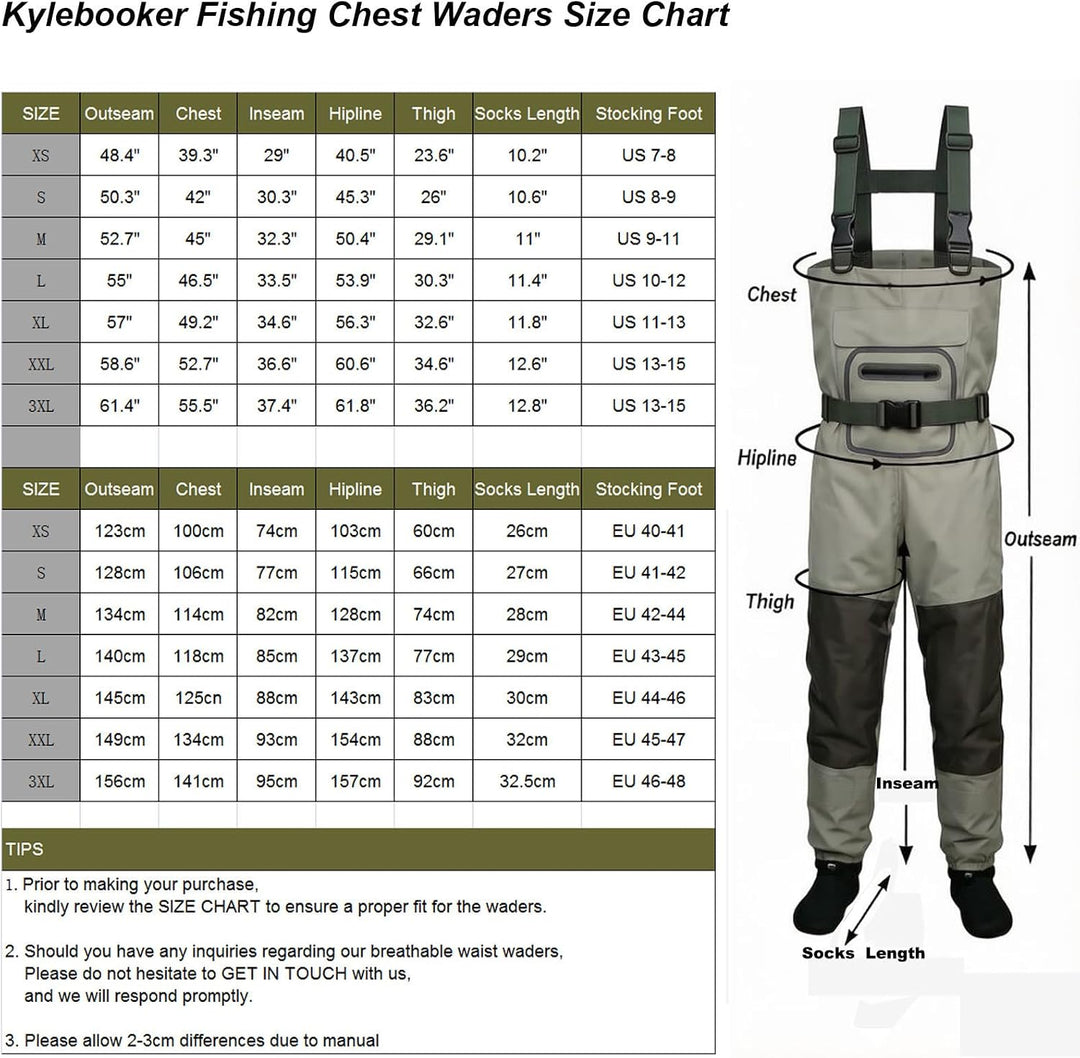 Kylebooker Angler Watvögel Angelhose Wathose Herren Anglerhose Atmungsaktiv Fliegenfischen Angelbekl