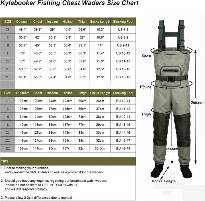Kylebooker Angler Watvögel Angelhose Wathose Herren Anglerhose Atmungsaktiv Fliegenfischen Angelbekl
