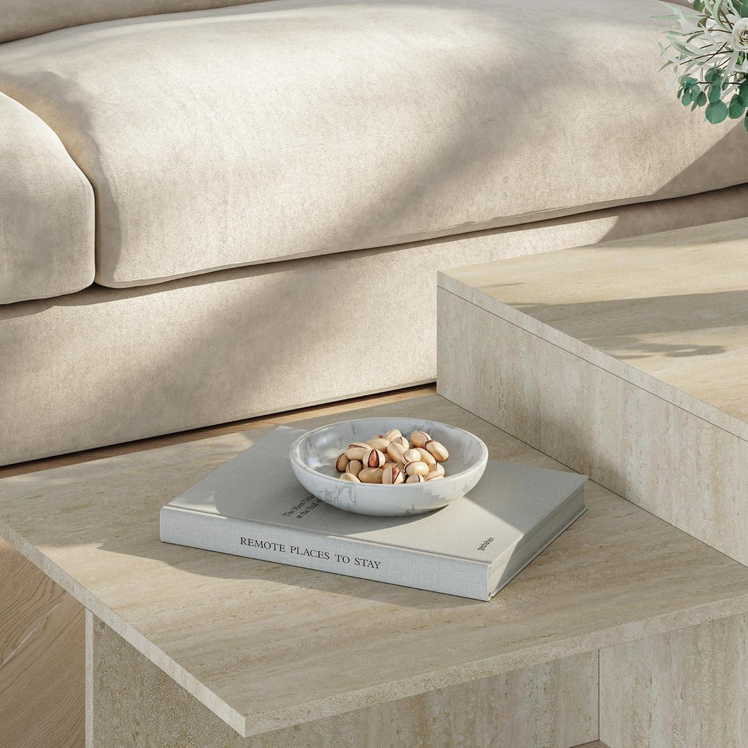 [en.casa] Couchtisch Taniena Wohnzimmertisch mit doppelter Tischplatte eckig Beistelltisch 100 x 55