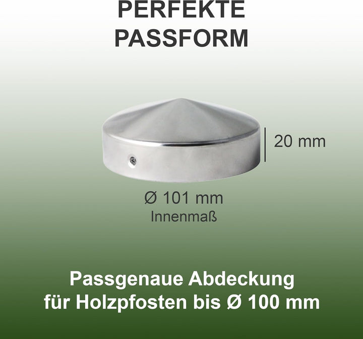 h2i Pfostenkappe Rund | Stahl verzinkt | Ø 101 mm | 5 Stück | Runde Abdeckkappe für Garten Holzpfost