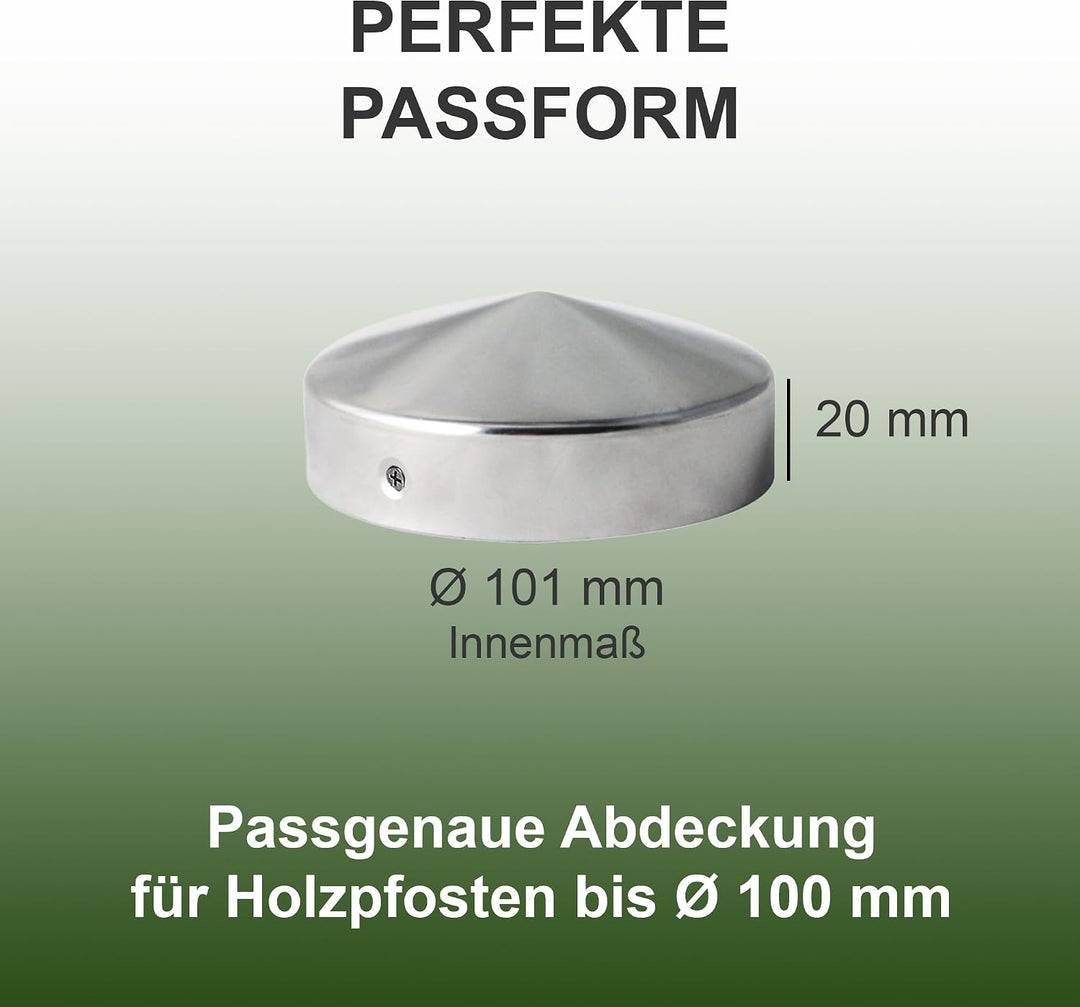 h2i Pfostenkappe Rund | Stahl verzinkt | Ø 101 mm | 10 Stück | Runde Abdeckkappe für Garten Holzpfos