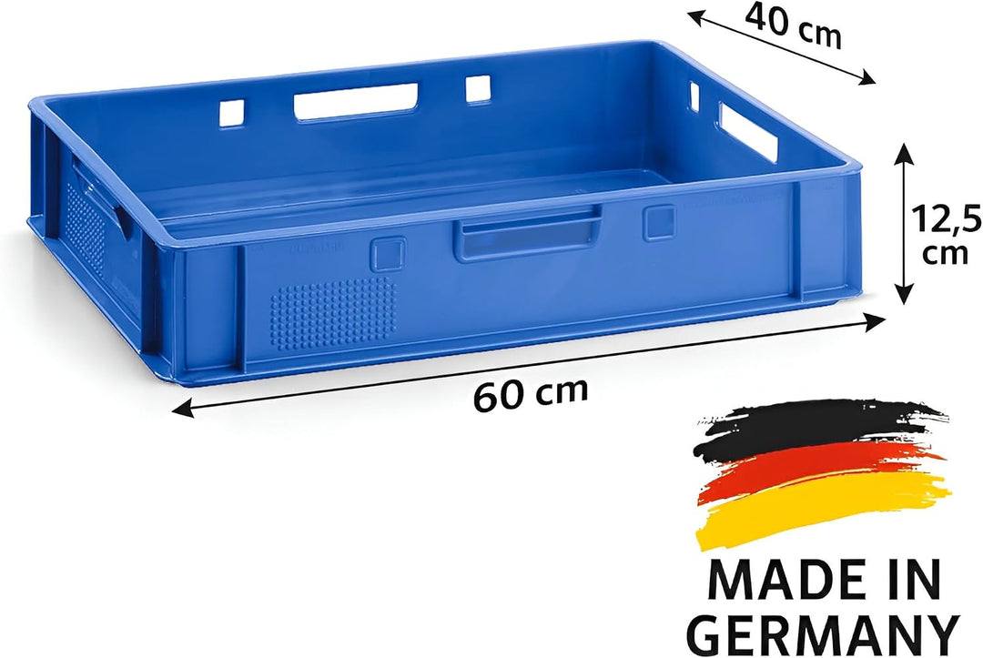 Fleischerkiste E1 60x40x12,5 cm Blau Eurobox Flache Stapelkiste Lagerbox | BURI Metzgerkiste Made in