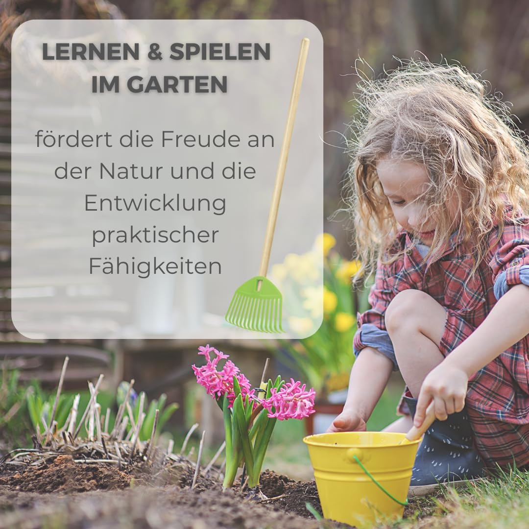 2 STK. Grün Kinderrechen 70cm – Mini-Gartenrechen mit Holzgriff, Rechen/Kleinbesen für Kinder, perfe