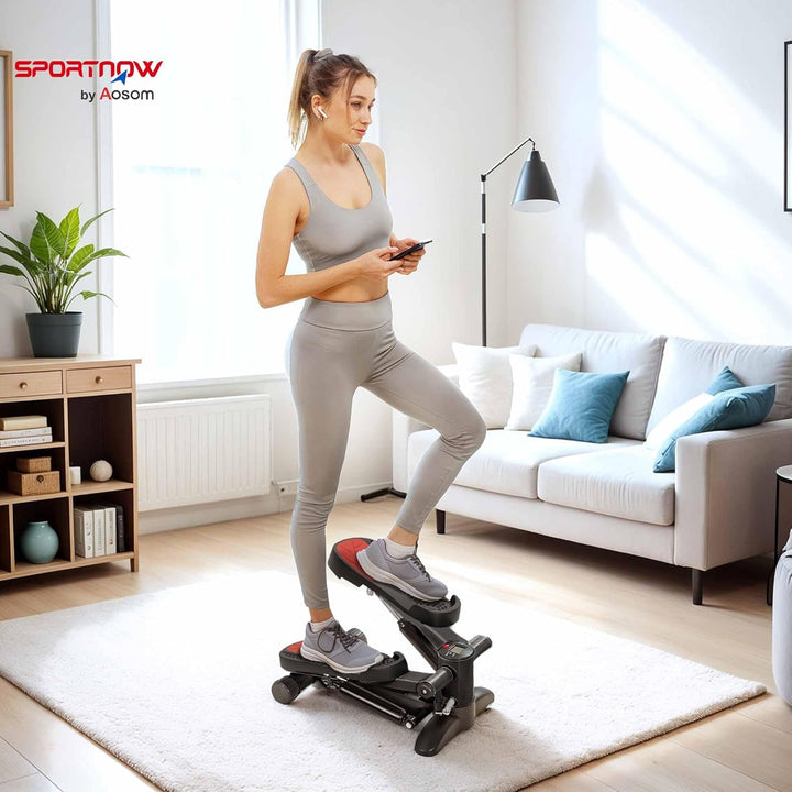 SPORTNOW Mini-Stepper für Zuhause Stepper Hometrainer mit LCD-Display, Fitness-Stepper bis 100 kg fü