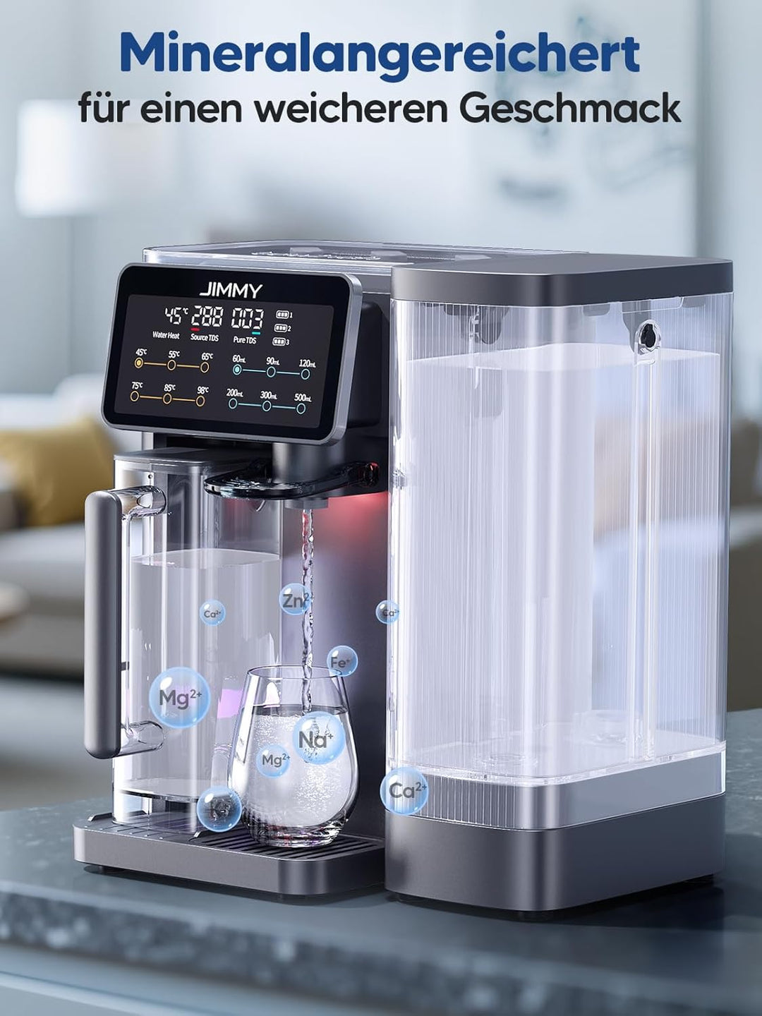 Jimmy R9 Osmoseanlage Trinkwasser Auftisch, Umkehrosmoseanlage Wasserfilter, mit Heisswasserspender,