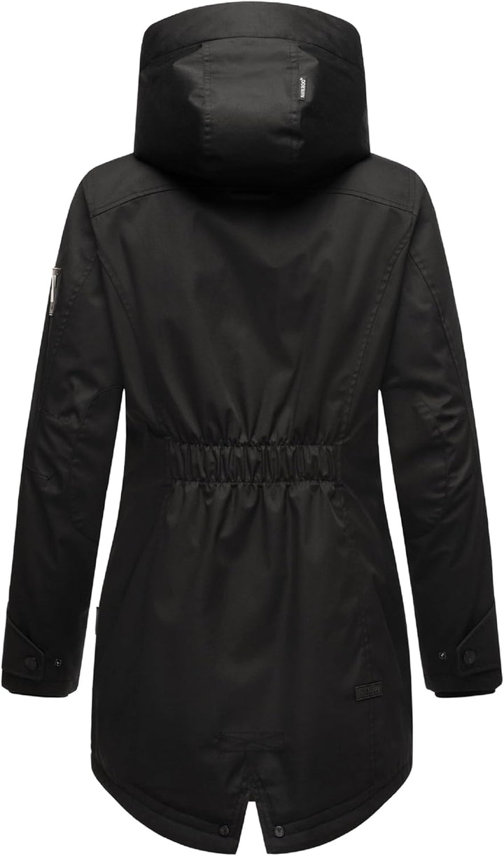 Navahoo Damen Übergangsjacke Warmer Kurzmantel Regenjacke wasserdicht mit Kapuze Brinjaa XS-XXL S Sc