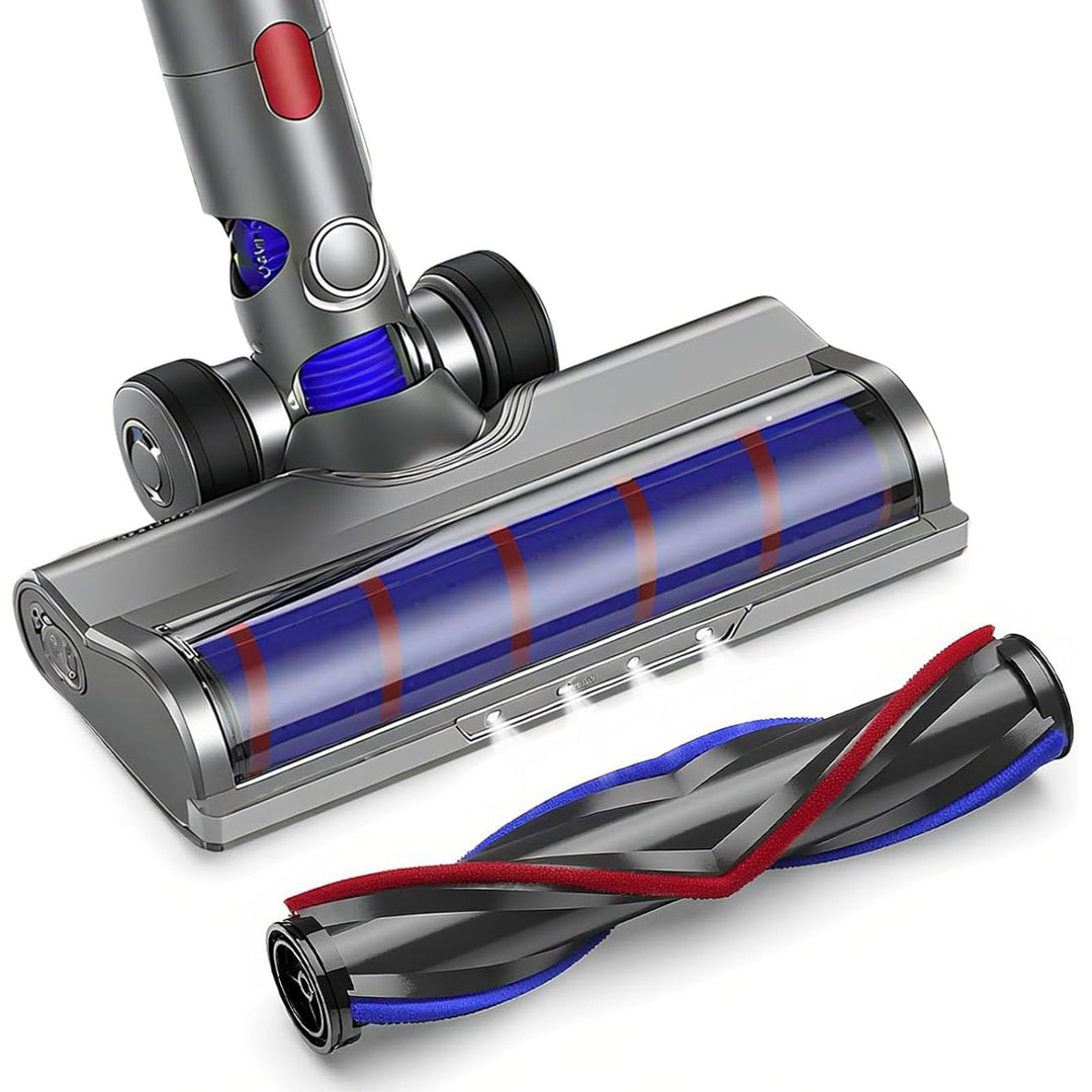 Bürste kompatibel für Dyson V7, V8, V10, V11, V15, Bürste mit 4-LED-Leuchten, Bürste mit 2 Ersatzrol