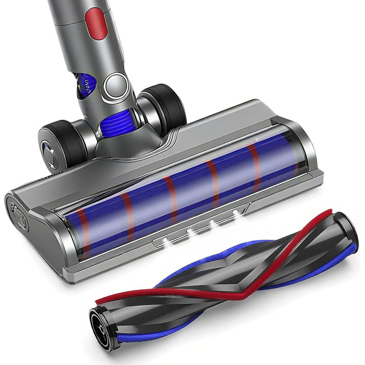 Bürste kompatibel für Dyson V7, V8, V10, V11, V15, Bürste mit 4-LED-Leuchten, Bürste mit 2 Ersatzrol
