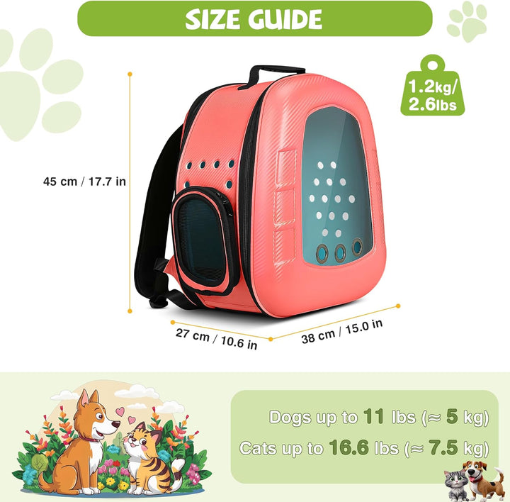 ALLSOPETS Katzenträger-Rucksack Bubble Hunderucksackträger Faltbares Haustier Rucksack für Katzen We