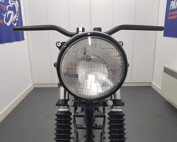 Motorrad 7.7" Scheinwerfer Glanz Schwarz 12V 55W für Cafe Racer & Scrambler - Schale