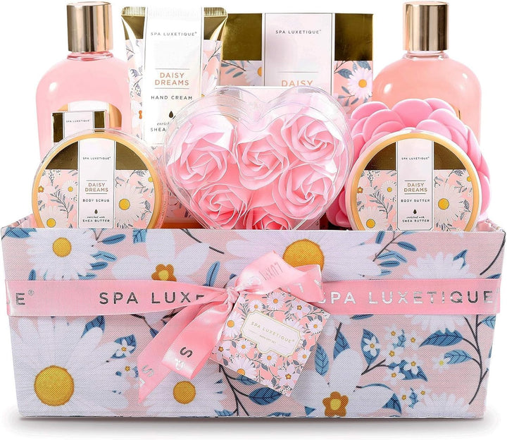 SPA LUXETIQUE Damen Bade Geschenkset - Beauty Set für Sie 12tlg Geburtstagsgeschenk, Gänseblümchendu