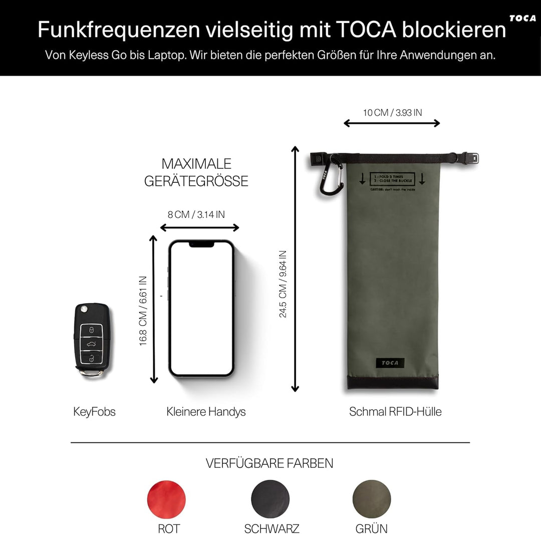 TOCA Faraday Bag No Signal Sleeve – Keyless Go Schutz, Anti-Tracking Faraday Tasche & RFID Blocker,