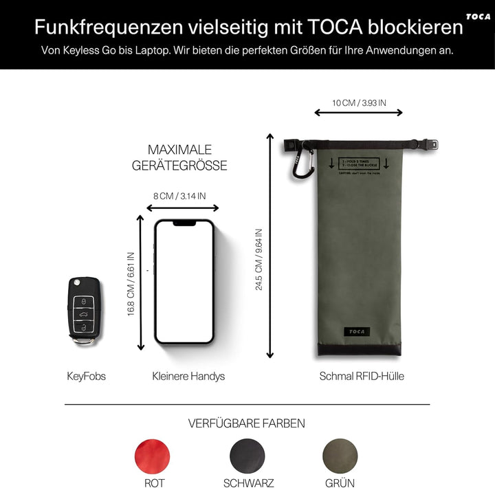 TOCA Faraday Bag No Signal Sleeve – Keyless Go Schutz, Anti-Tracking Faraday Tasche & RFID Blocker,