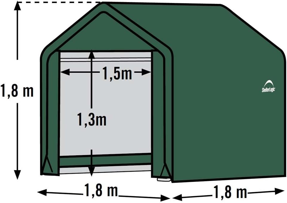 ShelterLogic Folien Zeltgarage Gerätehaus | Grün | 180x180x180 cm