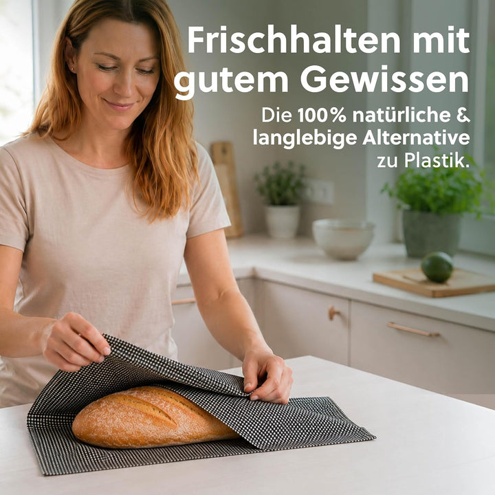 beegut XXL Bienenwachstuch für Brote, nachhaltiges Brottuch, aus Deutschland mit Bio Rohstoffen, her