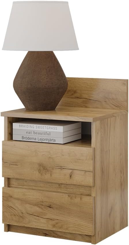 Vicco Nachttisch Monty, Goldkraft Eiche, 39.6 x 59.1 cm 40 x 59 cm Einzeln Goldkraft Eiche, 40 x 59