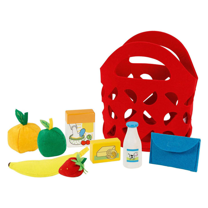 goki Einkaufstasche mit Zubehör Tasche: 22 x 18 x 12 cm, Filz und Holz, 9 Teile, per Set