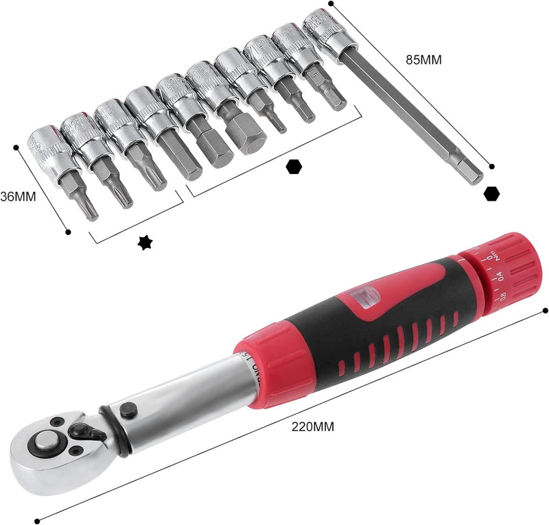 eROOSY Drehmomentschlüssel 1/4", 1/4-Inch Torque Wrench Set, Drehmomentschlüssel Fahrrad Motorrad