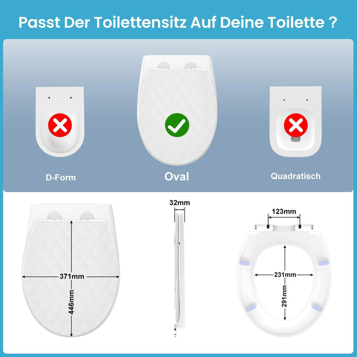 WC Sitz mit absenkautomatik Oval, Weiss, Toilettendeckel mit Quick-Release Funktion, Klobrille, Klod