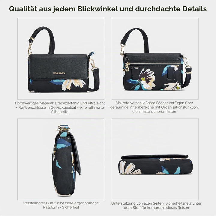 Travelon Addison Gürteltasche, Diebstahlschutz, umwandelbar, mit Blumenmuster, Einheitsgrösse Multic