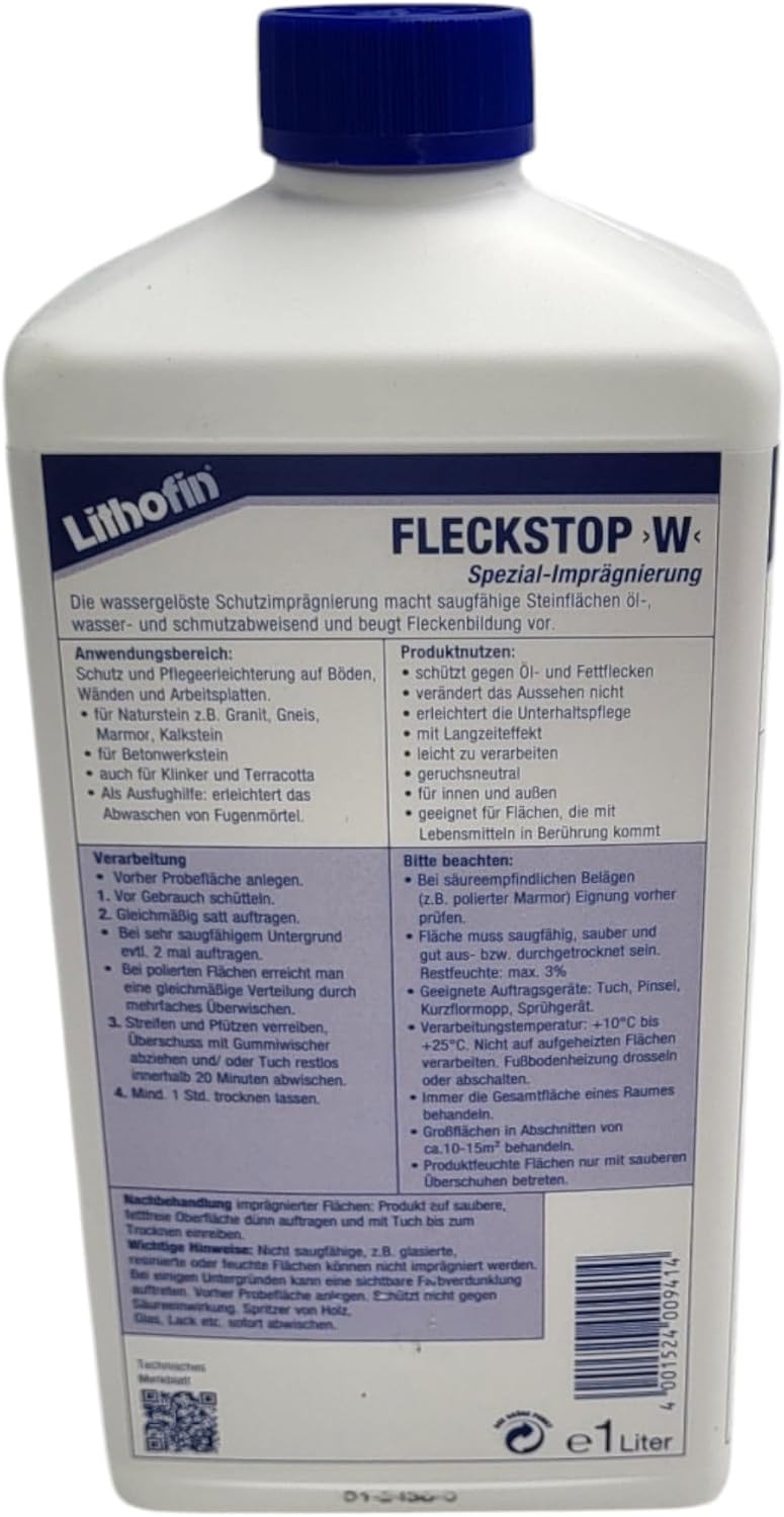 zbs24 Lithofin Fleckstop W Set lösemittelfreie Schutzimprägnierung für saugfähige Keramik, Betonwerk