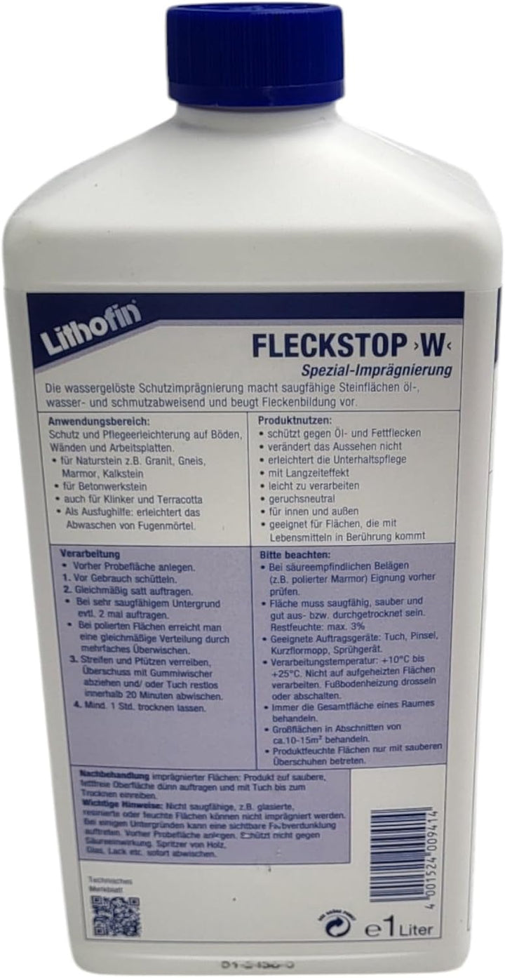 zbs24 Lithofin Fleckstop W Set lösemittelfreie Schutzimprägnierung für saugfähige Keramik, Betonwerk