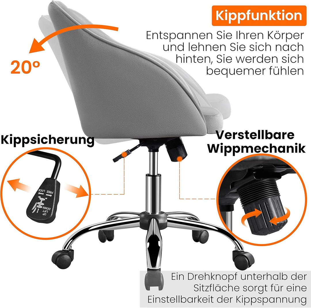 Yaheetech Bürostuhl Ergonomischer Schreibtischstuhl Drehstuhl Höhenverstellbar Computerstuhl mit Rol