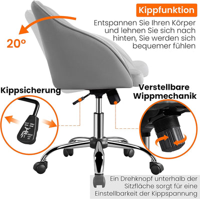 Yaheetech Bürostuhl Ergonomischer Schreibtischstuhl Drehstuhl Höhenverstellbar Computerstuhl mit Rol