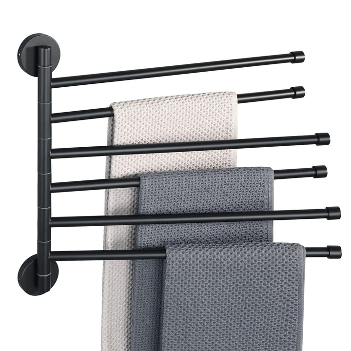 Schwenkbar 6 Armig Handtuchhalter, 32.2cm 304 Edelstahl Rund Handtuchstange zum Bohren mit Verdeckte